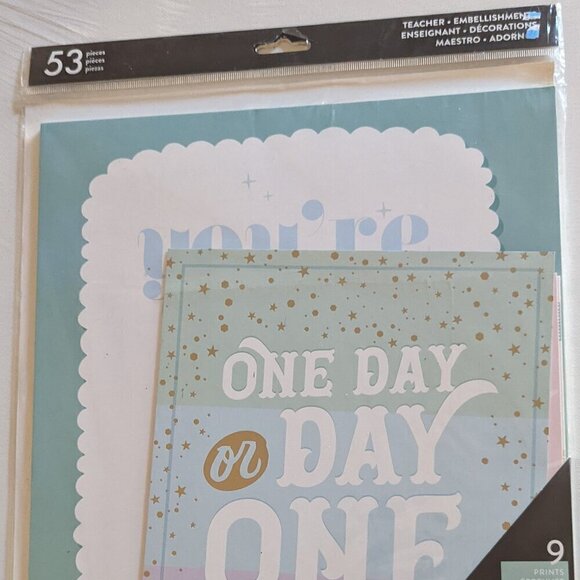 NWT Back to School Happy Planner Teacher 'One Day Day One' 53pc Wall Art Kit - Picture 2 of 11